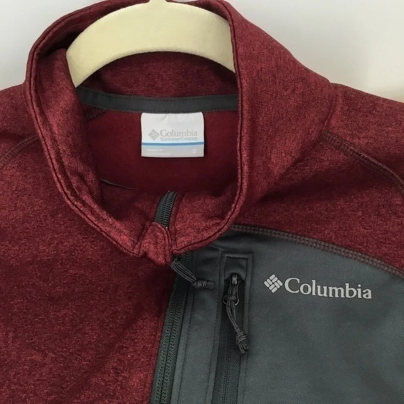 Columbia Men’s Burgundy Zip-Up Pullover Jacket Burgundy Casual Warm Size Small - Picture 3 of 5